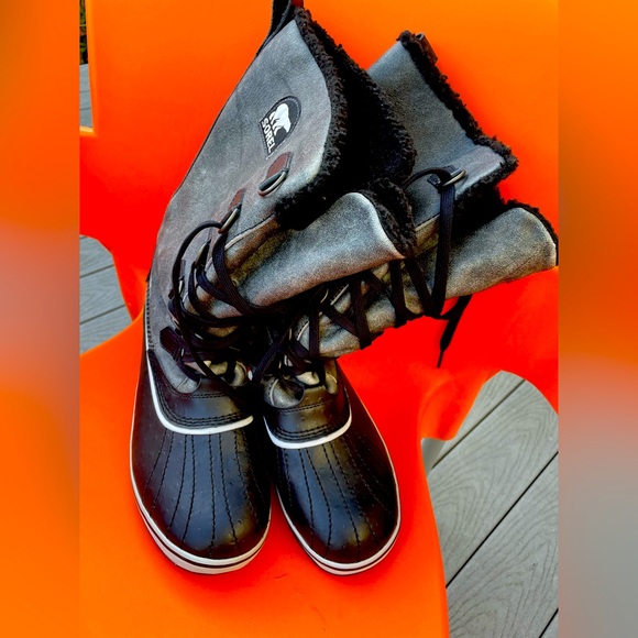 SOREL WOMENS TIVOLI HIGH BOOT BLACK, VAPOR BLUE - LIKE NEW - Picture 2 of 12